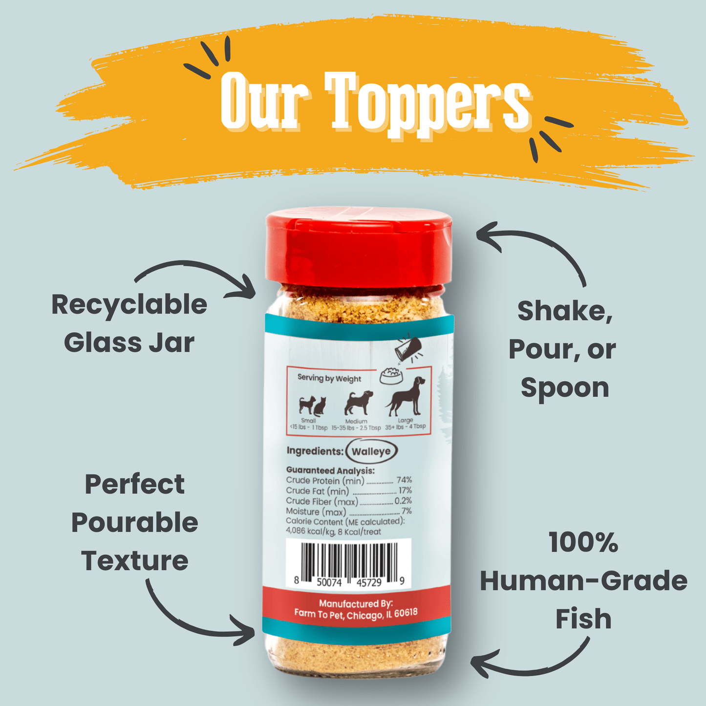 Marquise Pup | Wild-Caught Walleye Fish Meal Topper — Powdered Protein for Dogs & Cats