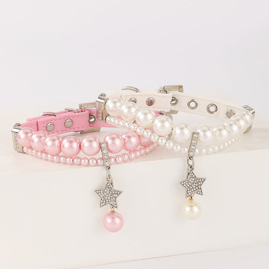 Marquise Pup | The Pearl Collar — Luxury Pearl & Rhinestone Dog Collar & Leash Set