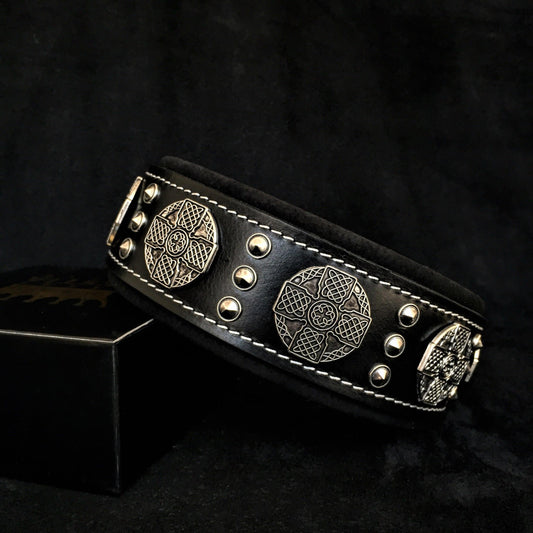 Marquise Pup | The Maximus Collar — 2.5" Wide Silver Hardware Leather Dog Collar