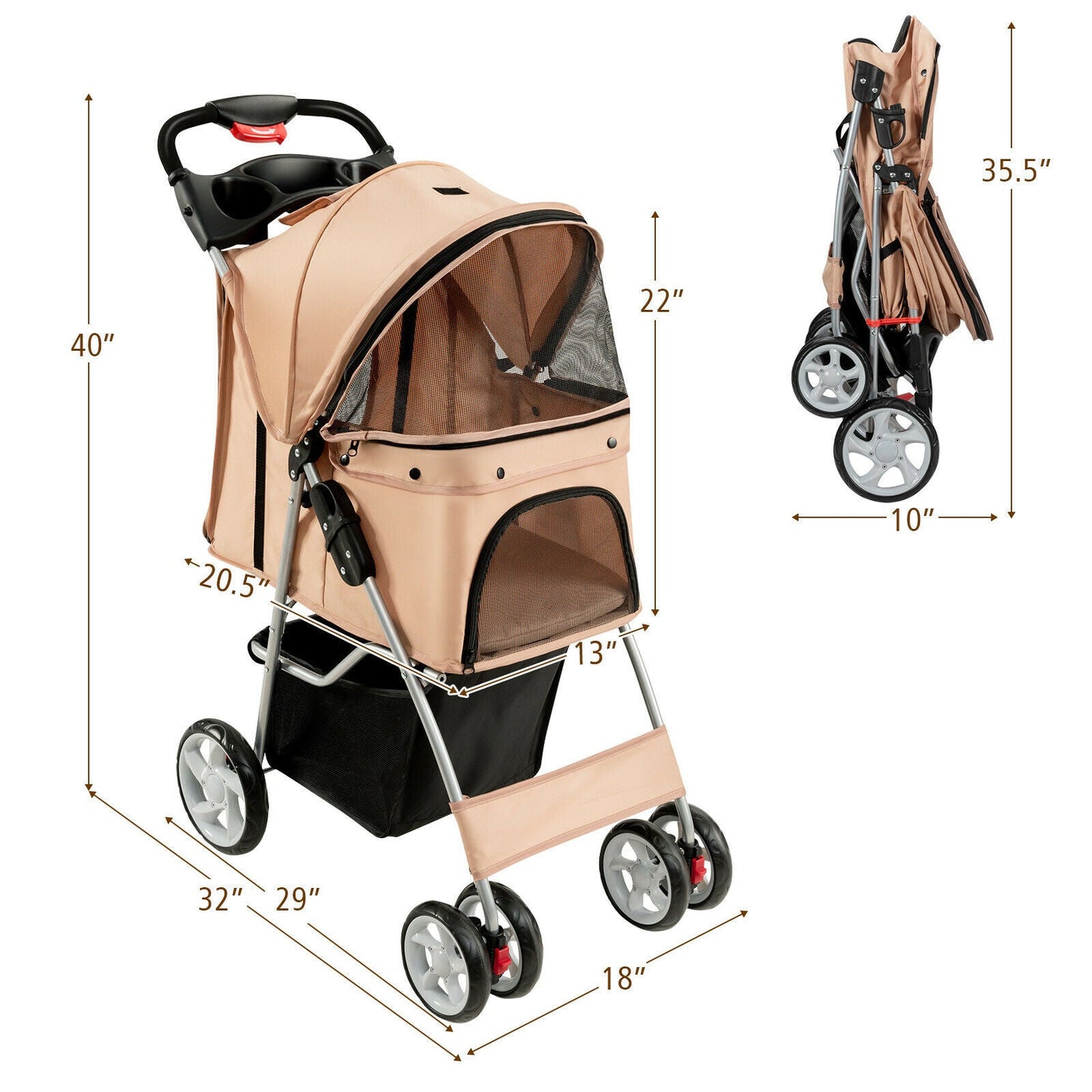The Marquise Pup Beige 4-Wheel Luxury Stroller