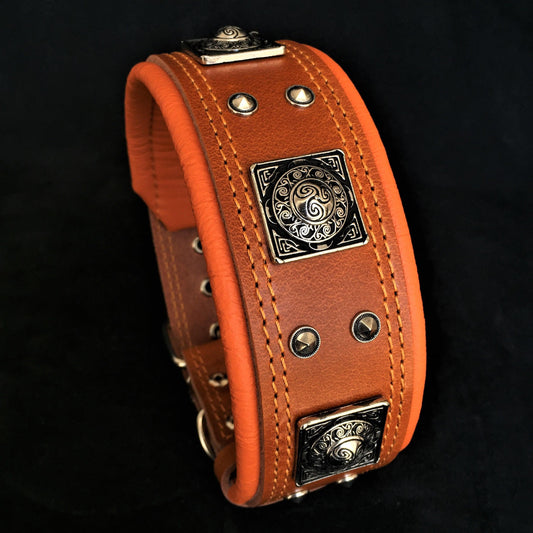 Marquise Pup | The Eros Collar — 2.5" Wide Brown Leather Dog Collar